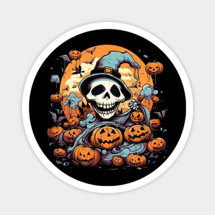 Halloween Skull Pumpkin Patch Magnet